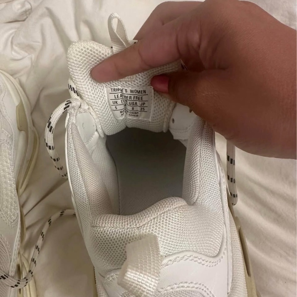 Balenciaga Triple S Women's White Sneakers with Cream Sole Accents - Picture 5 of 6